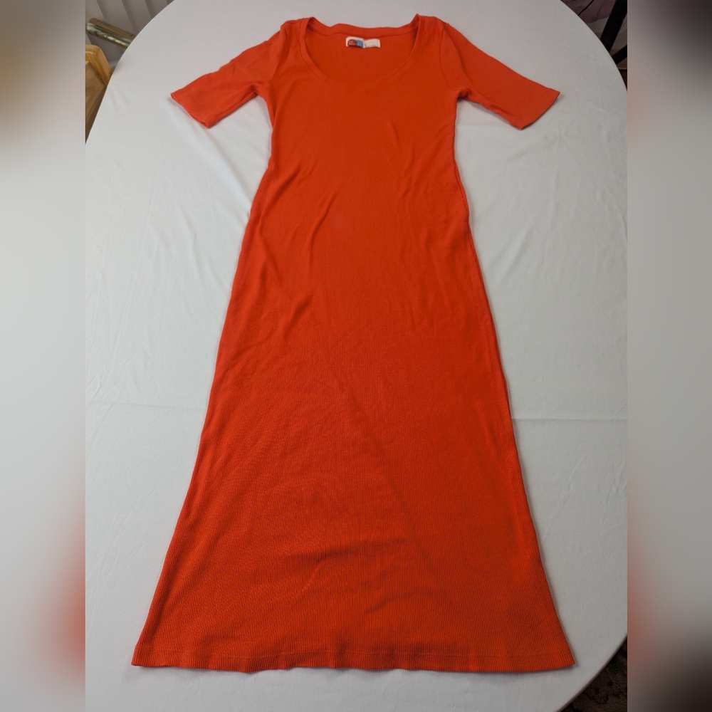 Free People Bold Orange Ribbed Maxi Dress